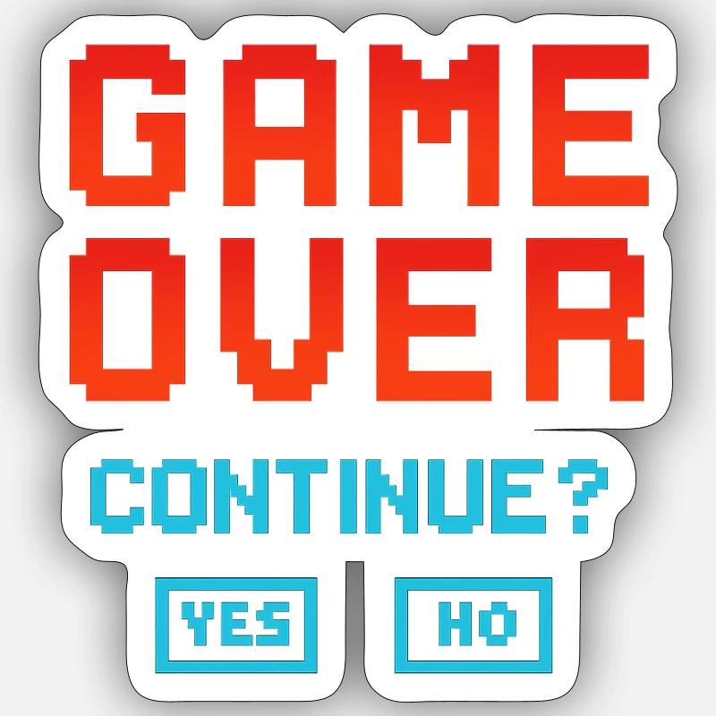 Game Over, continuer ? - Sticker taille S (10 x 10 cm) - blanc mat