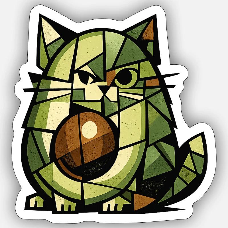 AvoCat-Kubismus-Version Sticker Größe S (10 x 10 cm)