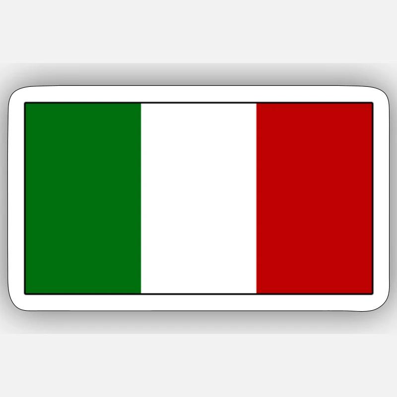 Drapeau Italie - Sticker taille S (10 x 10 cm) - blanc mat