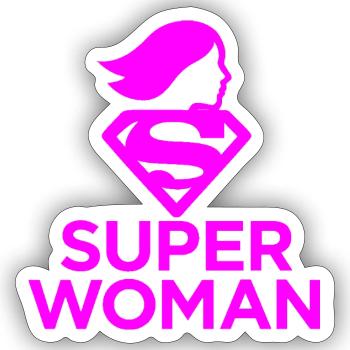 Logo Superwoman Rose Radieux - Sticker taille S (10 x 10 cm) - blanc mat - Devant