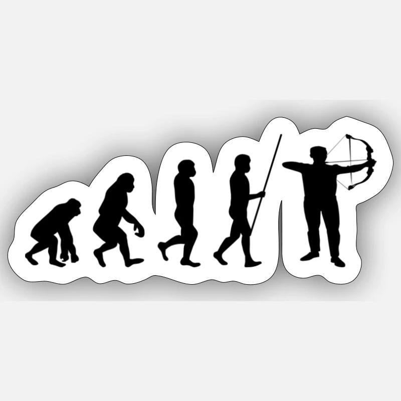 Bogenschießen Evolution - Sticker Größe S (10 x 10 cm) - Mattweiß