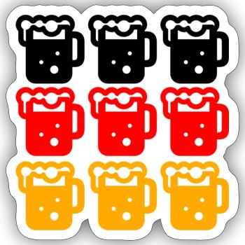 Deutschland Bier Flagge - Sticker Größe S (10 x 10 cm) - Mattweiß - Vorne