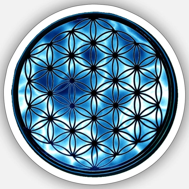 Blume des Lebens Blau Element Wasser - Sticker Größe S (10 x 10 cm) - Mattweiß