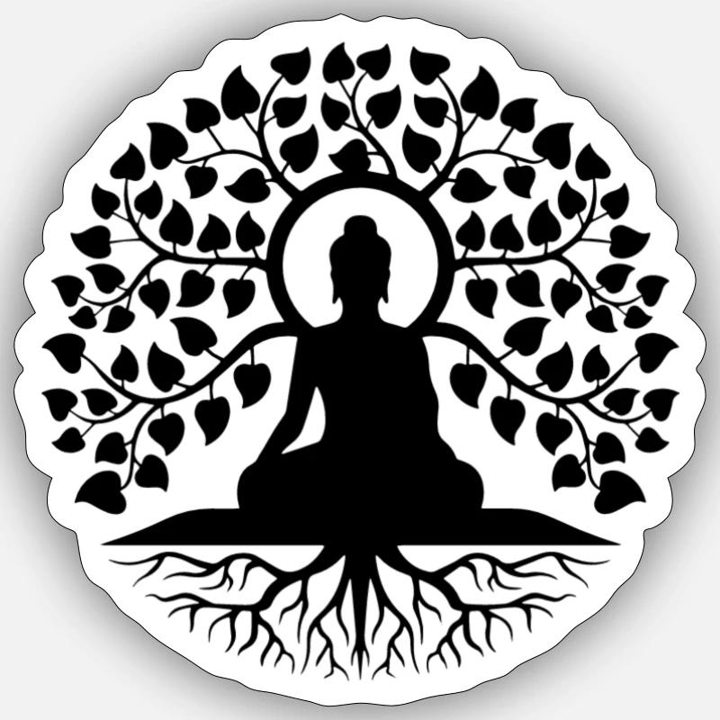 Buddha black Sticker Größe S (10 x 10 cm)