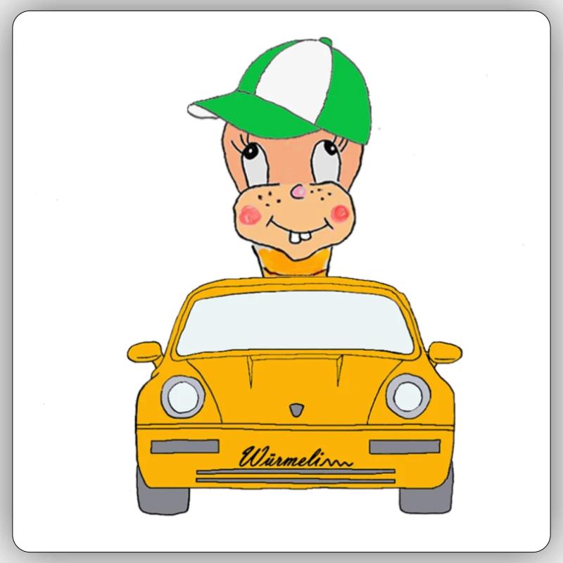 Würmeli from the car - Sticker size S (10 x 10 cm) - white matte