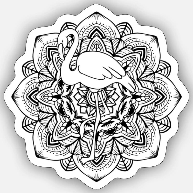 Flamant rose mandala Sticker taille S (10 x 10 cm)