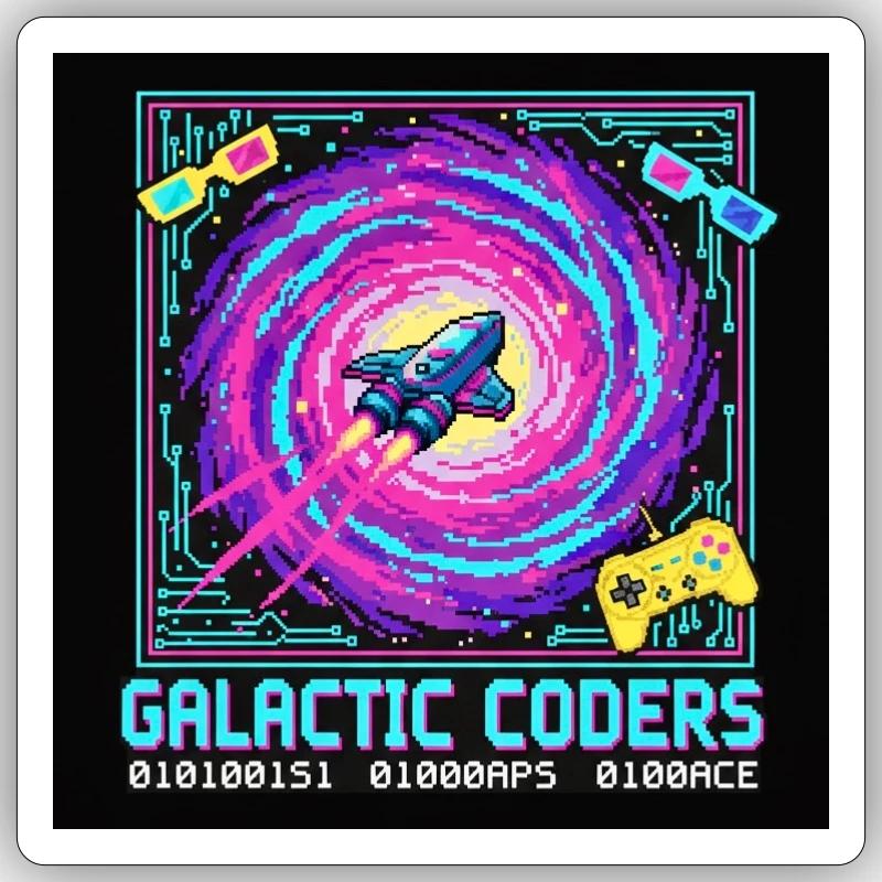 Codeurs galactiques Neon Pixel - Sticker taille S (10 x 10 cm) - blanc mat