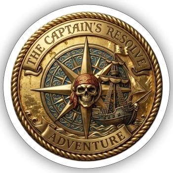 "Vintage Antique Pirate Coin"). - Sticker size S (10 x 10 cm) - white matte - Front