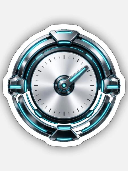 Tacho Cyan Silber - Sticker Größe S (10 x 10 cm) - Mattweiß