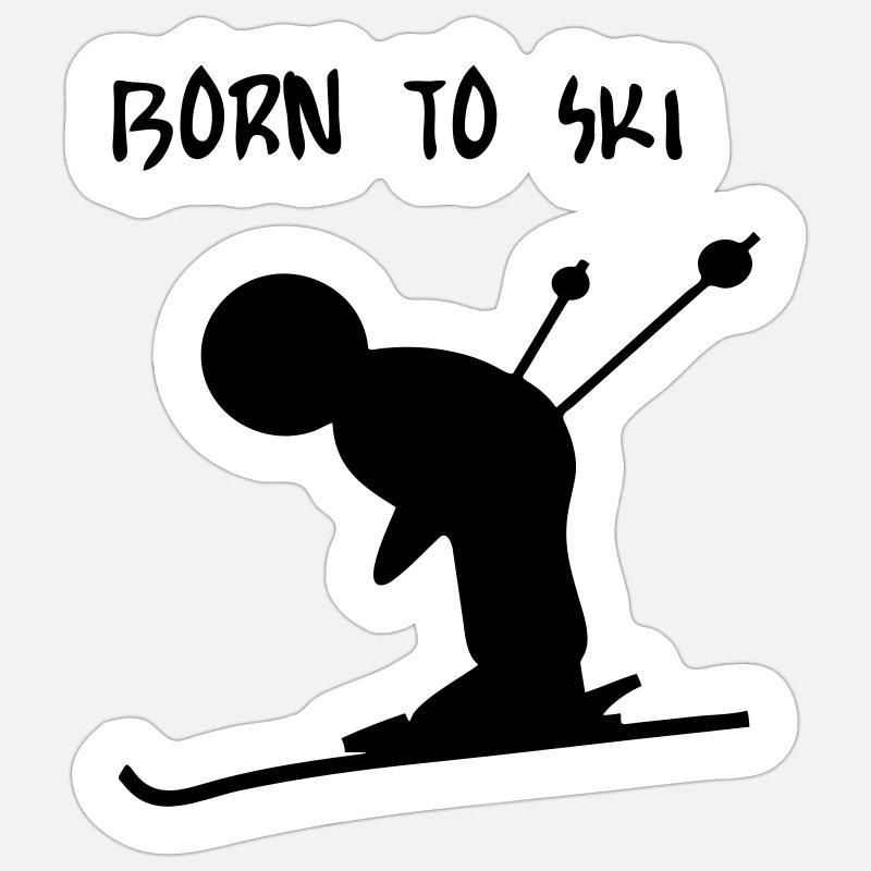 BORN TO SKI - Sticker size S (10 x 10 cm) - white matte