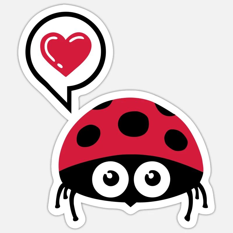Ladybird (coccinelle) 02.2 - Sticker taille S (10 x 10 cm) - blanc mat