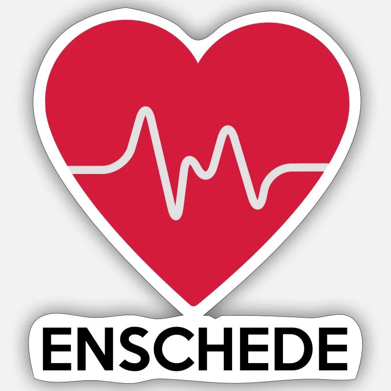 coeur Enschede - Sticker taille S (10 x 10 cm) - blanc mat