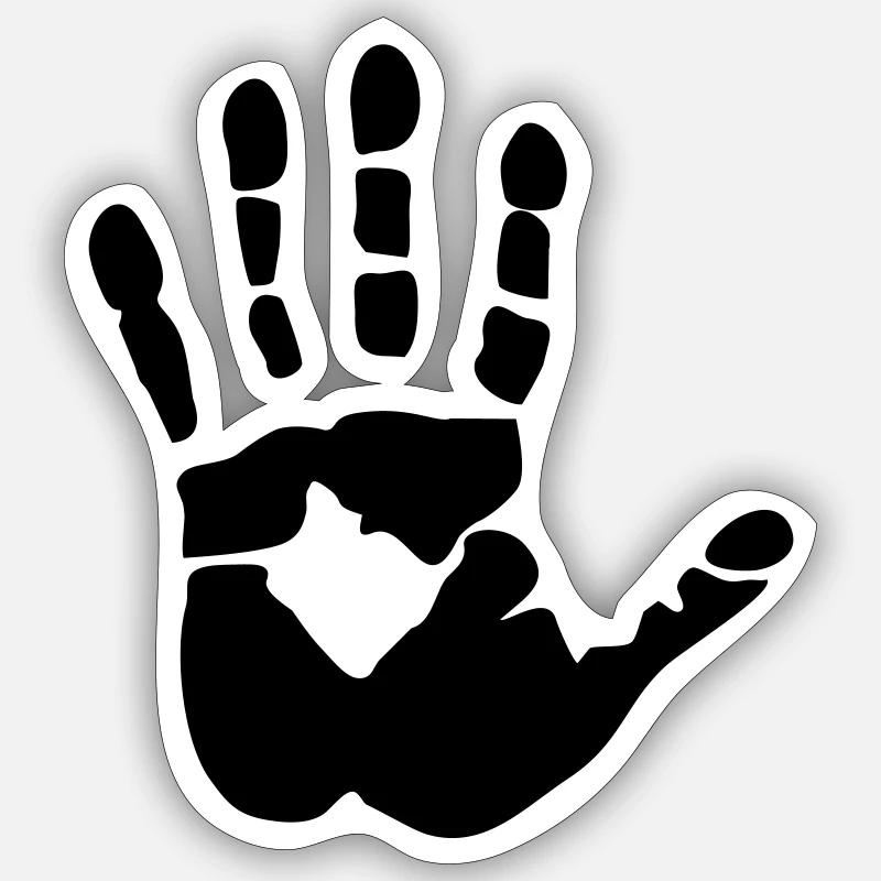 Handprint, high five - Sticker taille S (10 x 10 cm) - blanc mat