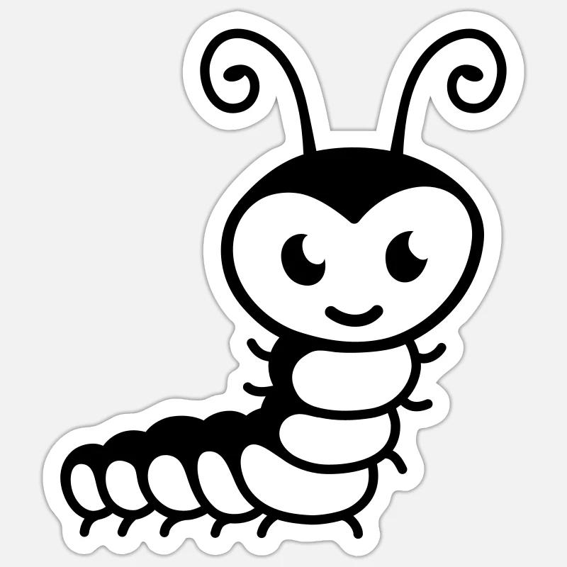 Chenille cher - Sticker taille S (10 x 10 cm) - blanc mat