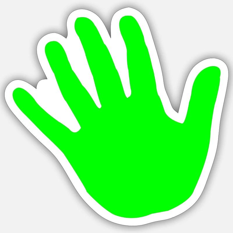 vert main - Sticker taille S (10 x 10 cm) - blanc mat