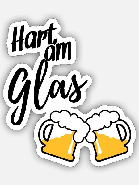 Hart am Glas - Sticker Größe S (10 x 10 cm) - Mattweiß