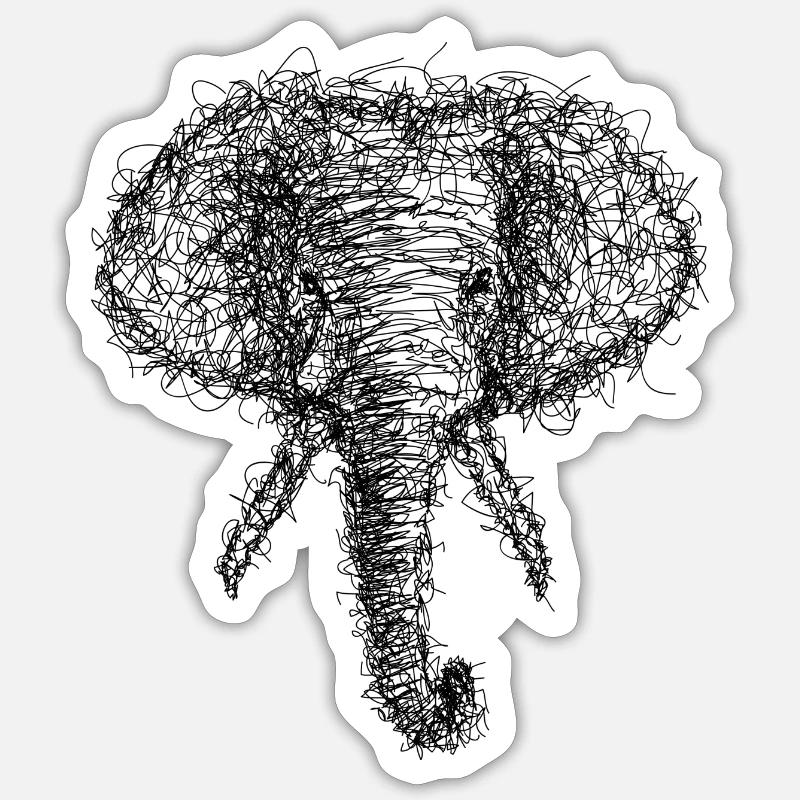Elephant scribbling - Sticker size S (10 x 10 cm) - white matte
