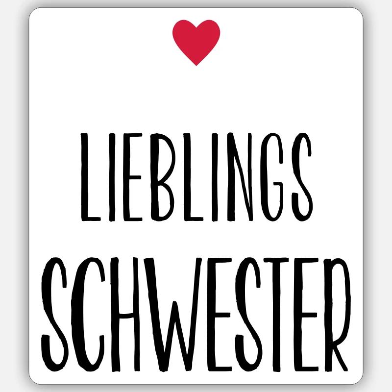Schwester Lieblingsschwester Herz Geschenk - Sticker Größe S (10 x 10 cm) - Mattweiß