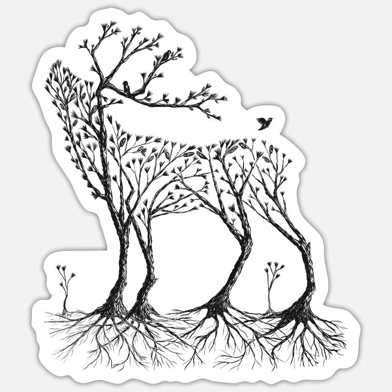 Forest deer in black Sticker size S (10 x 10 cm)