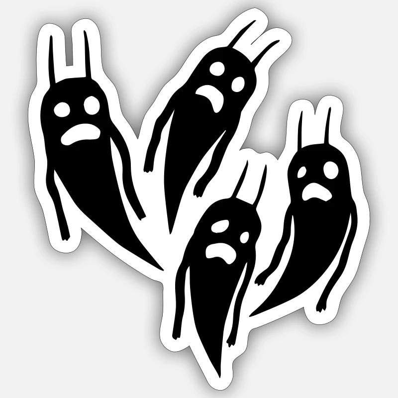 Fantômes Halloween - Sticker taille S (10 x 10 cm) - blanc mat