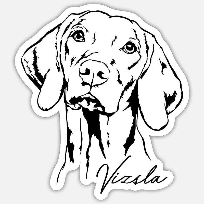 VIZSLA Portrait Wilsigns Jagdhund Jagdhunde - Sticker Größe S (10 x 10 cm) - Mattweiß