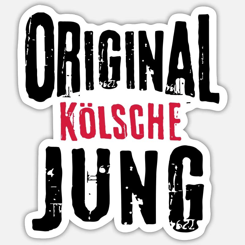 Kölsche Jung Kölner Original Geschenk Mann Köln - Sticker Größe S (10 x 10 cm) - Mattweiß