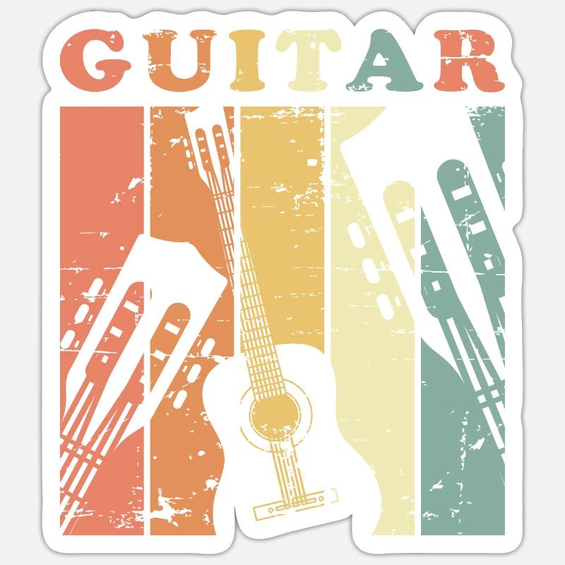 guitar - Sticker size S (10 x 10 cm) - white matte