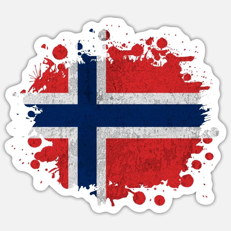 Klecks Norvège - Cadeau drapeau - Sticker taille S (10 x 10 cm) - blanc mat