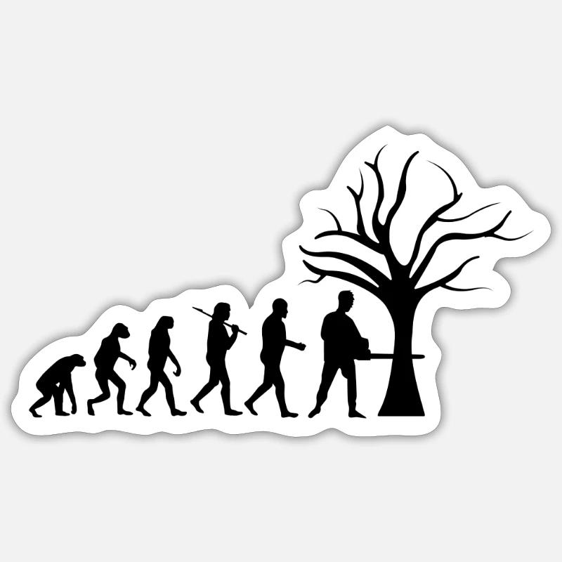 Forestry Tshirt evolution funny gift - Sticker size S (10 x 10 cm) - white matte