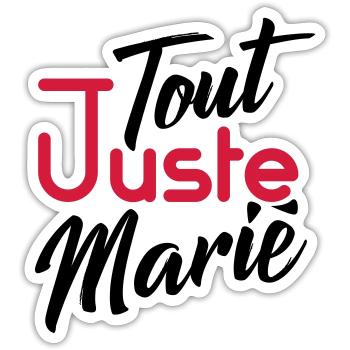 tout juste marié - homme - Sticker taille S (10 x 10 cm) - blanc mat - Devant