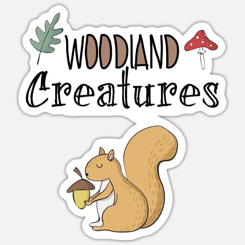 Eichhörnchen Wald Waldbewohner Baum Haselnuss - Sticker Größe S (10 x 10 cm) - Mattweiß