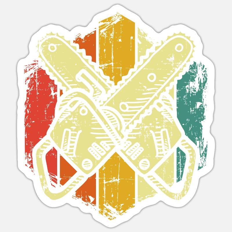 Tronçonneuse - Sticker taille S (10 x 10 cm) - blanc mat