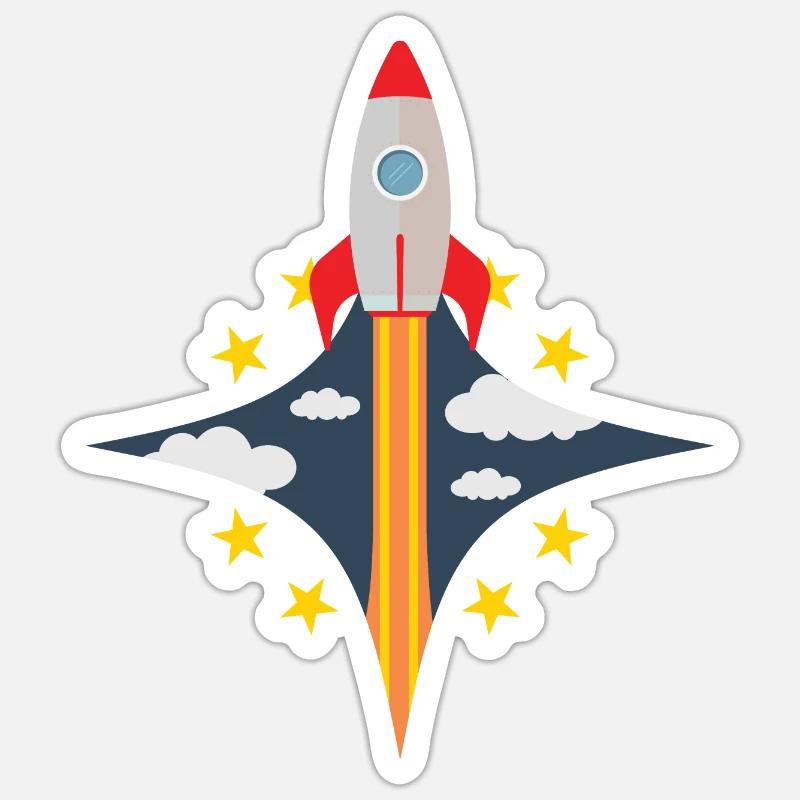Fusée - Galaxie Spatiale Astronaute spatial Sticker taille S (10 x 10 cm)