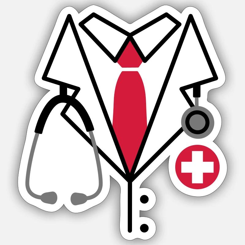 Doktor, Doktor Kostüm - Sticker Größe S (10 x 10 cm) - Mattweiß