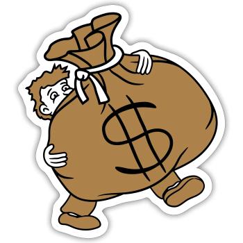 tragen schwer dollar symbol zeichen geld reich gel - Sticker Größe S (10 x 10 cm) - Mattweiß - Vorne