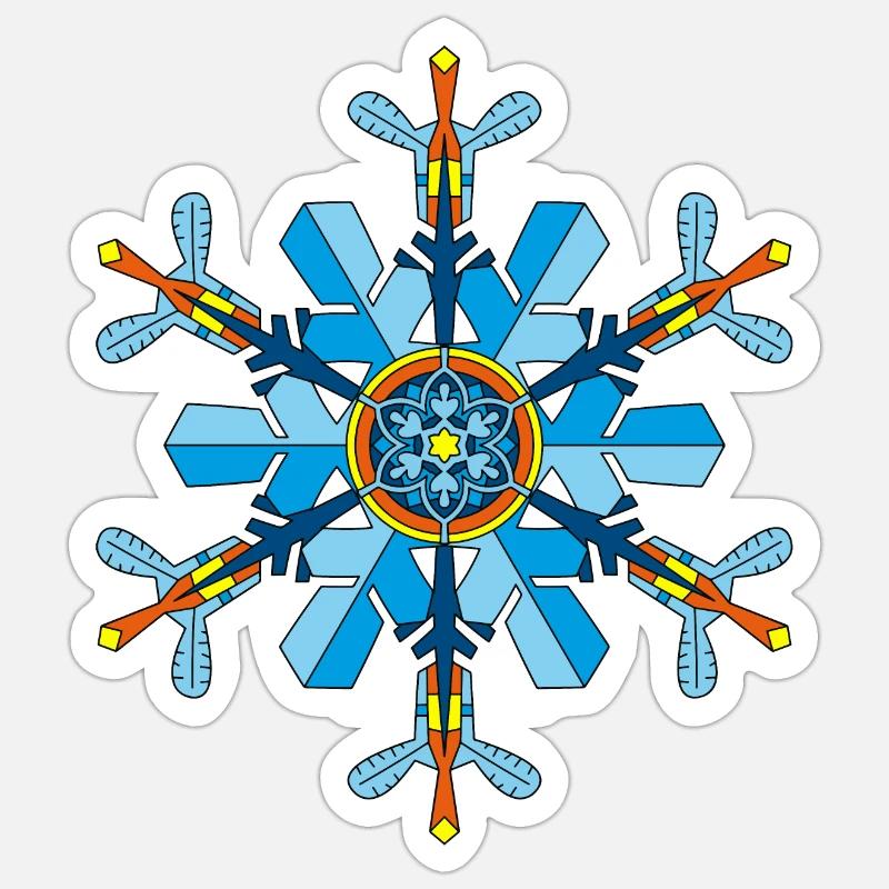 Schneeflocken Mandala - Sticker Größe S (10 x 10 cm) - Mattweiß