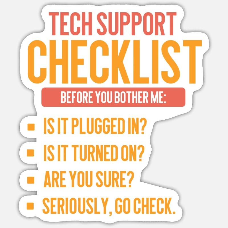 Cadeau de support technique de support informatique - Sticker taille S (10 x 10 cm) - blanc mat