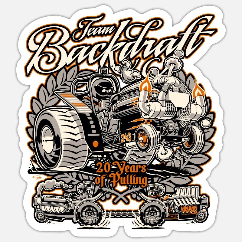 Team Backdraft, 20 Jahre Pulling. - Sticker Größe S (10 x 10 cm) - Mattweiß