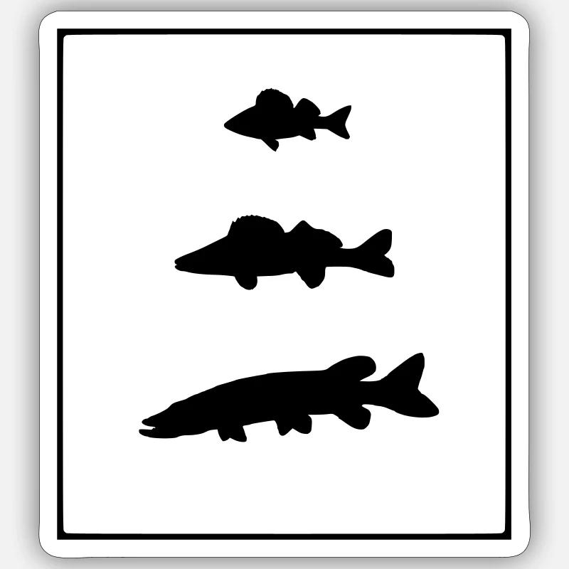 Perche,sandre,brochet - Sticker Größe S (10 x 10 cm) - Mattweiß