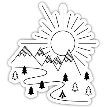 Camping in the mountains - Sticker size S (10 x 10 cm) - white matte - Front