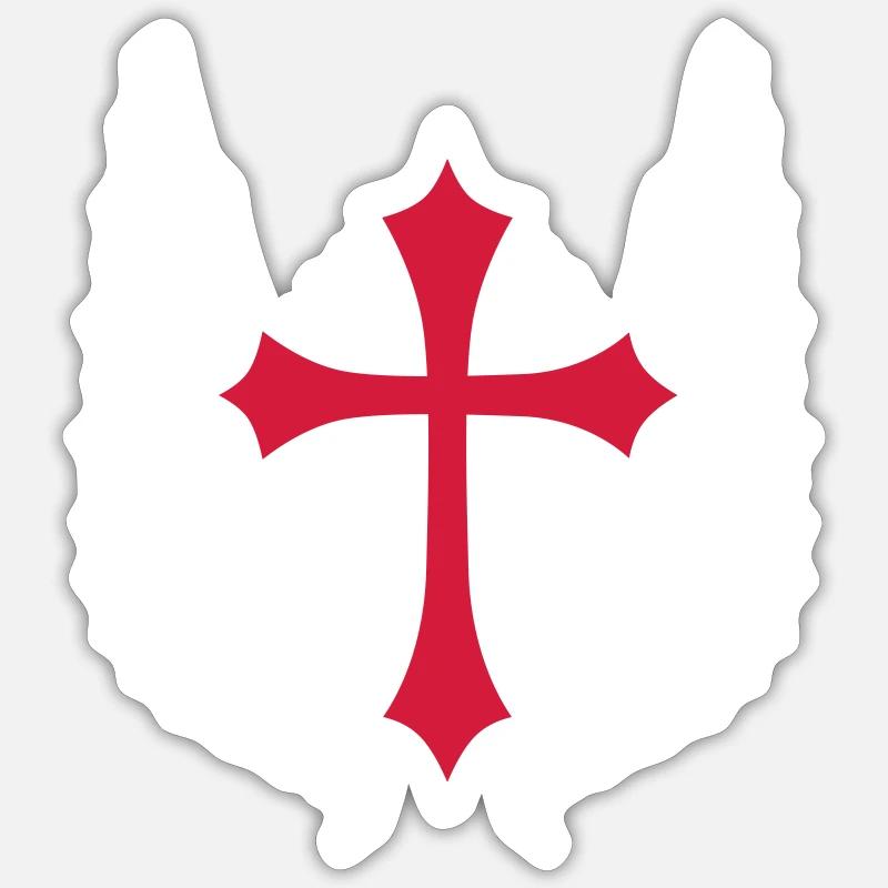 11 ali di croce gotica - Sticker formato S (10 x 10 cm) - bianco opaco