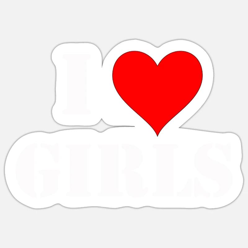 J'AIME LES FILLES - Sticker taille S (10 x 10 cm) - blanc mat