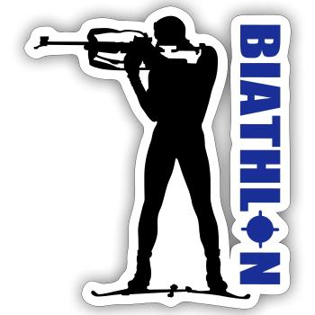 Biathlon - Sticker taille S (10 x 10 cm) - blanc mat - Devant