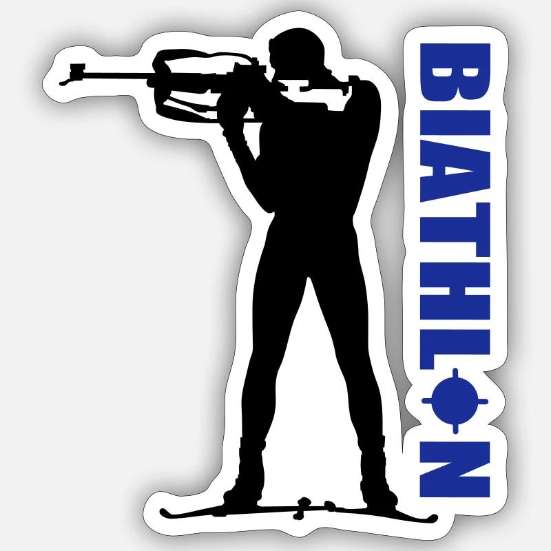 Biathlon - Sticker taille S (10 x 10 cm) - blanc mat