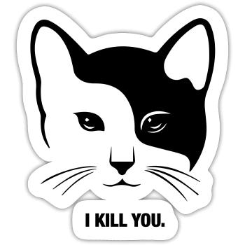 Katze, Katzen, Cat, Kopf, Gesicht, Kater - Sticker Größe S (10 x 10 cm) - Mattweiß - Vorne