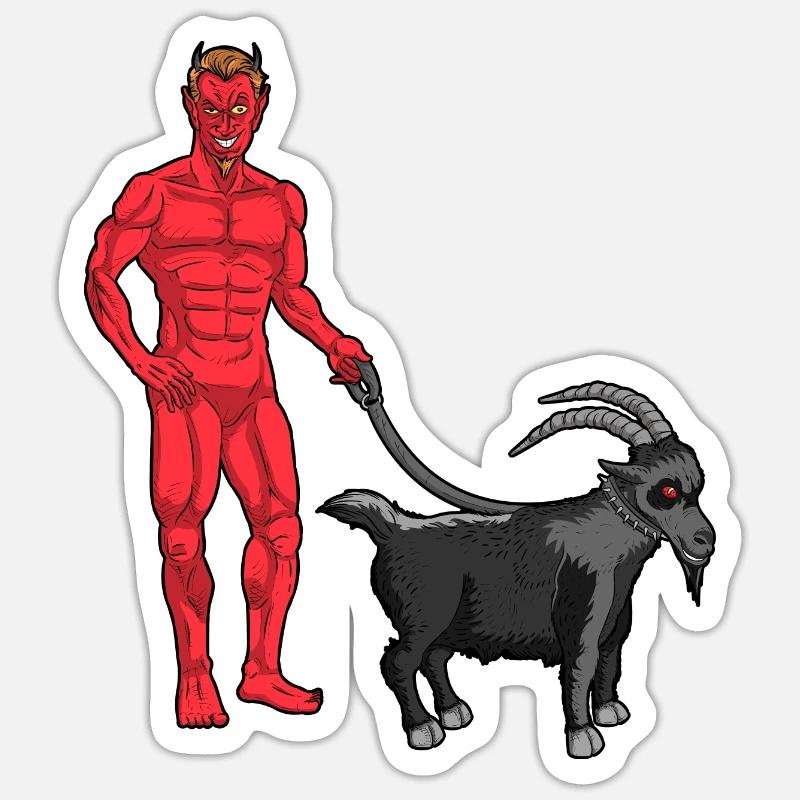 DEVIL WITH GOAT - Black Phillip goes for a ride - Sticker size S (10 x 10 cm) - white matte
