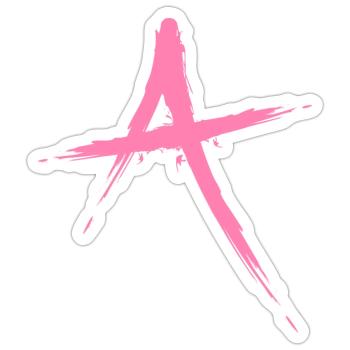 Letter A Design Brush in Pink Pink - Sticker size S (10 x 10 cm) - white matte - Front