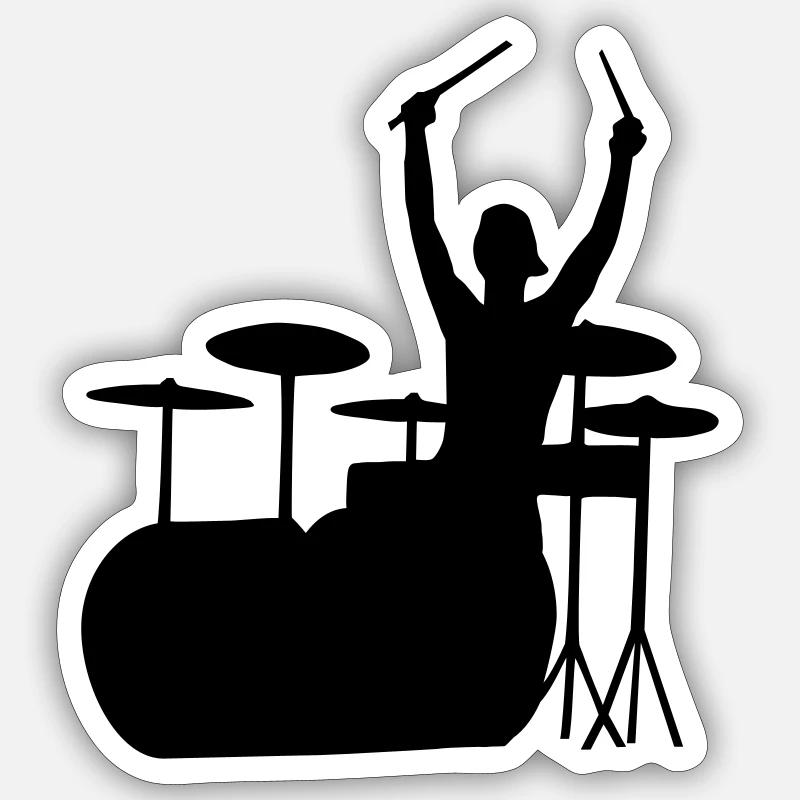 batteur - Sticker taille S (10 x 10 cm) - blanc mat