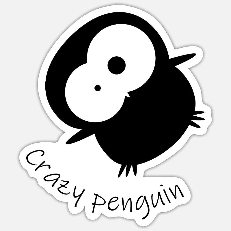 Crazy penguin Pinguin - Sticker size S (10 x 10 cm) - white matte