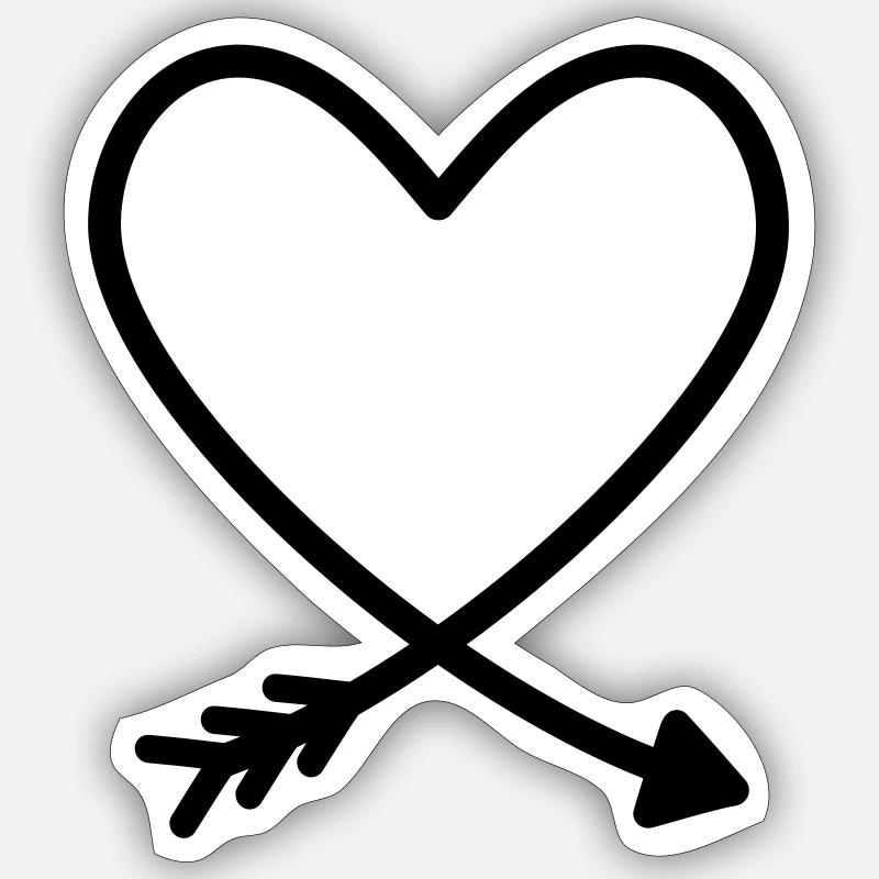 Coeur flèche amour amitié force idée cadeau - Sticker taille S (10 x 10 cm) - blanc mat